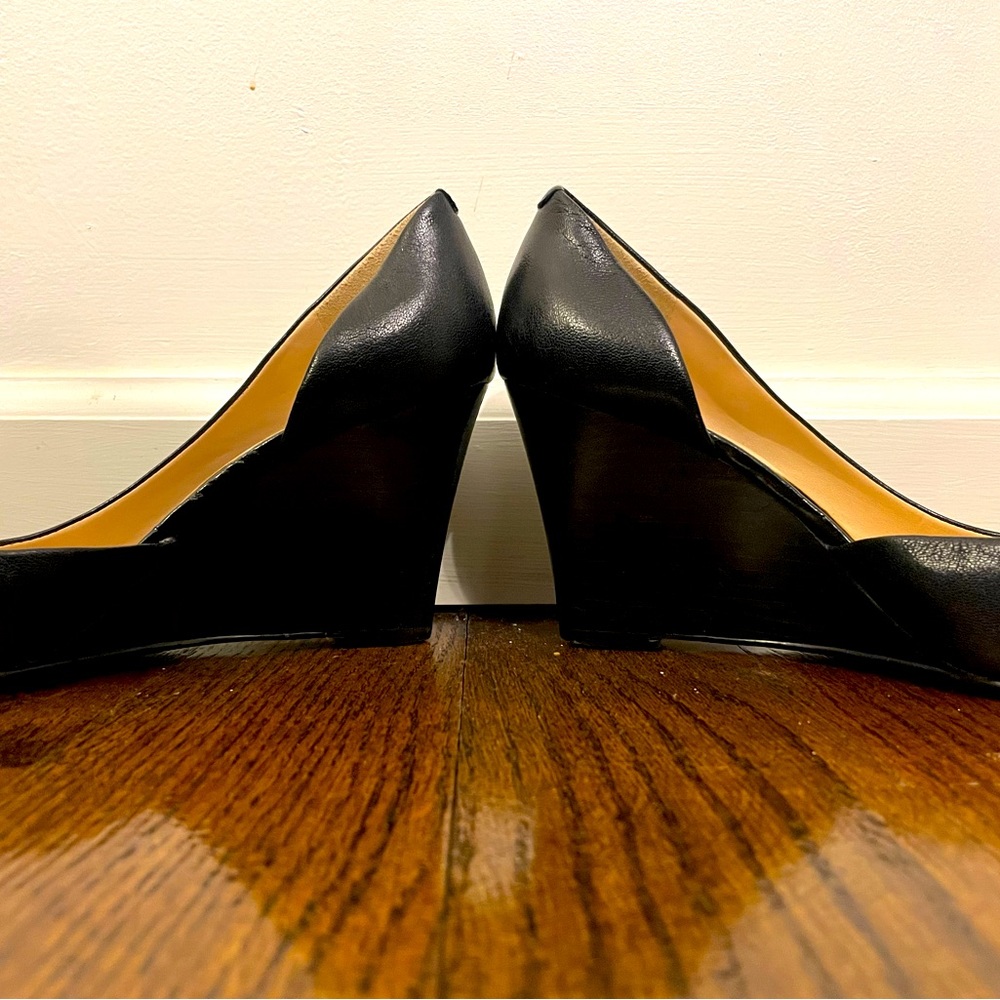 6M women’s 3 inch black open toe wedge heel